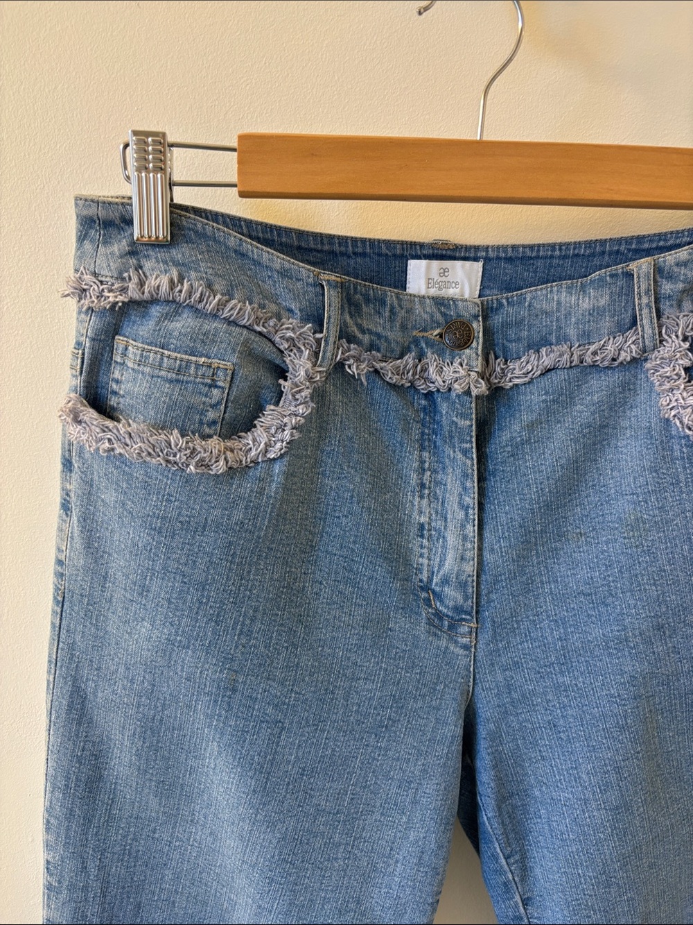 Jeans with fringe tassel trim, Sz 8 US.